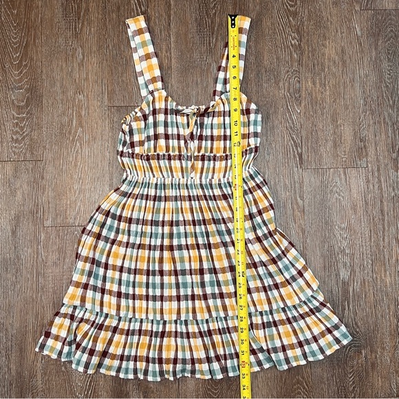 Roxy Paradise Breeze Plaid Babydoll Dress - Multi Plaid - Tiered Ruffle Mini - Picture 5 of 9